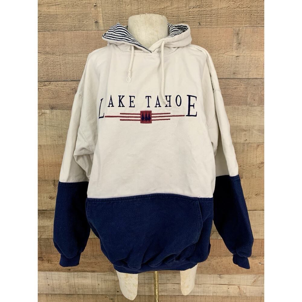 Vintage 1990’s Lake Tahoe Embroidered Hoodie Sweatshirt Sz XL 90s Vtg